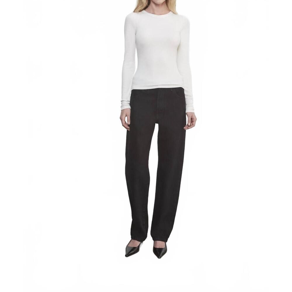 NEW ENZA COSTA silk rib essential crew top in chalk